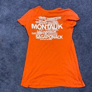 NWT JAMES PERSE Long Island Beach Graphic tee shirt Sz 1/small orange